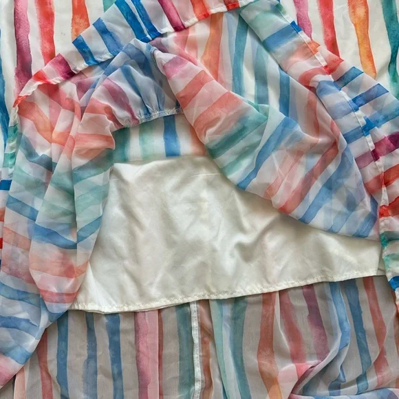 PINK LILY multi color striped single ruffle bottom maxi sundress size Medium - Picture 6 of 7